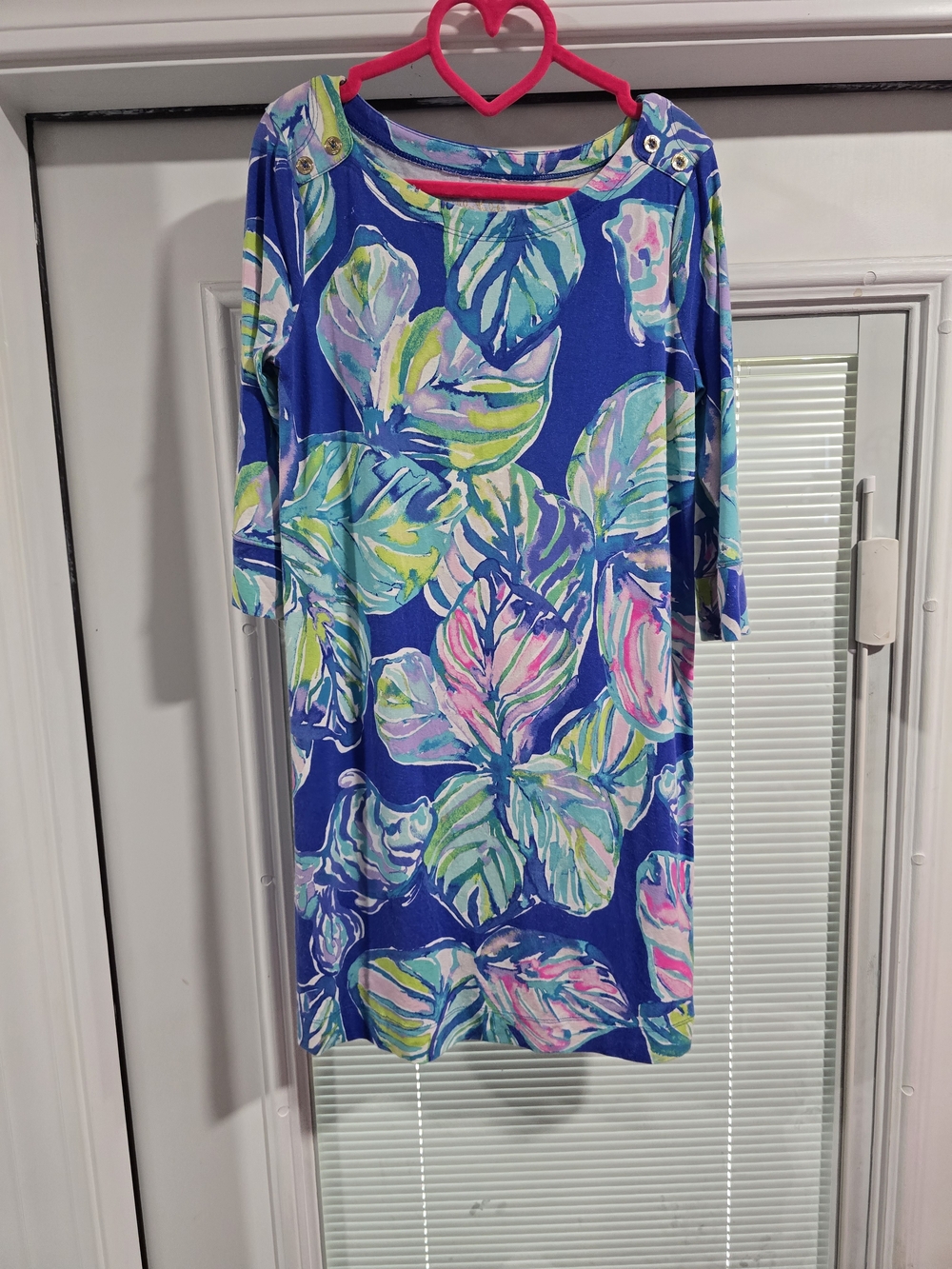 Lilly Pulitzer Blue Tropical Leaf Midi Dress